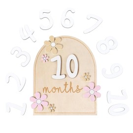 IKOPFLN Baby Wooden Milestone Cards, Memory Boxes for Babies, Baby Monthly Cards, Wooden Baby Cards, Gifts for Newborns, 0 to 12 Months, Baby Shower Growth Record, 1 Set, bronze