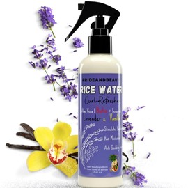 Rice Water For Hair Growth - Hair & Scalp Treatment, Rosemary Water Spray For Hair Growth, Infused with Biotin, Vegan Non-Greasy Spray Naturally Thicker hair. (Vanilla + Cedarwood, 4 OUNCES) (8 OUNCES, Lavender vanilla)
