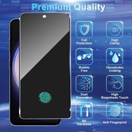 CWQZGUF 2+2 Pack Privacy Screen Protector Compatible with Galaxy S23 FE 5G - 2 Tempered Glass Film + 2 Camera Lens Protectors, High Clarity Bubble Free, Anti-Spy Protection