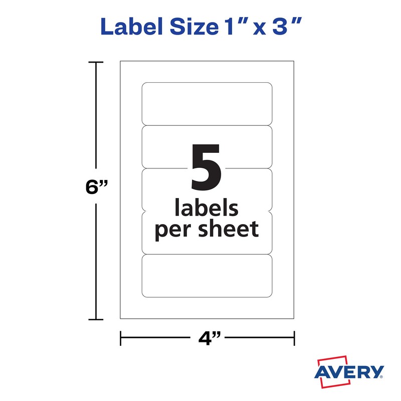 Avery Multi-Use Removable Labels, 1" x 3", Print or Write