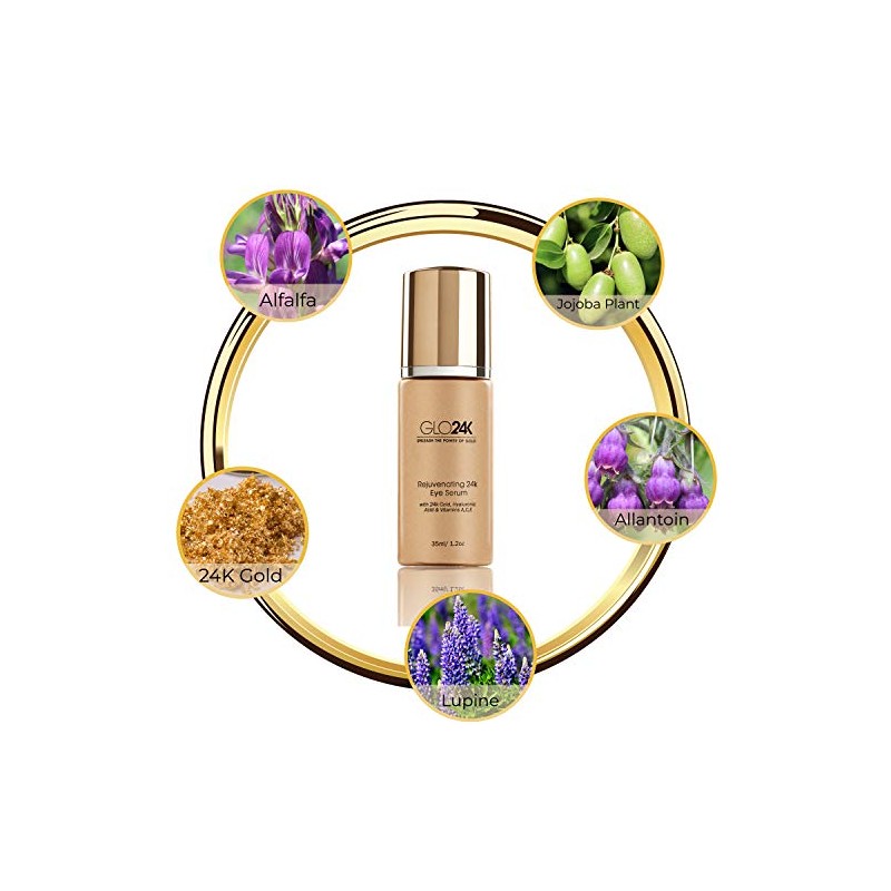 GLO24K Eye Serum con 24k de oro, fórmula antienvejecimiento con