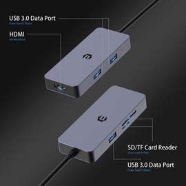 AYCLIF USB C Hub, 6 in 1 Multiport Adapter USB C with Affichage 4K HDMI, USB A 3.0, Lecteur de Carte SD/TF, Dual Monitor USB C Adapter for Surface, Dell, HP, Lenovo, XPS and More Type C Devices