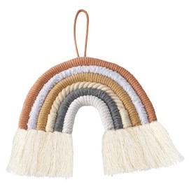 AIYONG Rainbow Wall Hanging Children's Room Hand-Woven Macrame Rainbow Wall Decoration with Ball Boho for Children's Dormitory Decoration Bohomian Baby Room, Children's Birthday Decoration, Bedroom