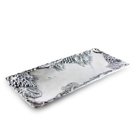 Arthur Court Metal Grapevine Oblong Serving Tray Grape Pattern Sand Casted in Aluminum with Artisan Quality Hand Polished Design Tarnish-Free 19 inch x 8 inch