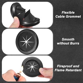 M METERXITY 4-Pack Rubber Grommets for Wiring 70mm Desk Grommet Double-Sided Flexible Cable Cord Grommet Desk Hole Cover for Cables/Wires Through Protection [Black, Petal-Shaped]