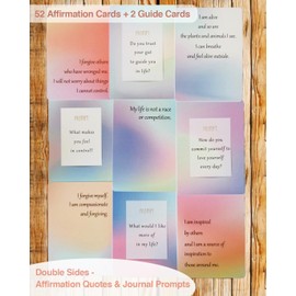 MINI ZOZI 52 Shower Affirmation Cards Waterproof Self Care Positive Mindfulness Gifts For Women Daily Anxiety Relief Meditation Yoga Journal Prompt Gratitude Motivational Affirmations Empowerment