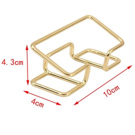 Esforzarse 2Pcs Desktop Business Card Stand, Metal Frame Vertical Card Holder for Tabletop, Desk, Office (Gold)