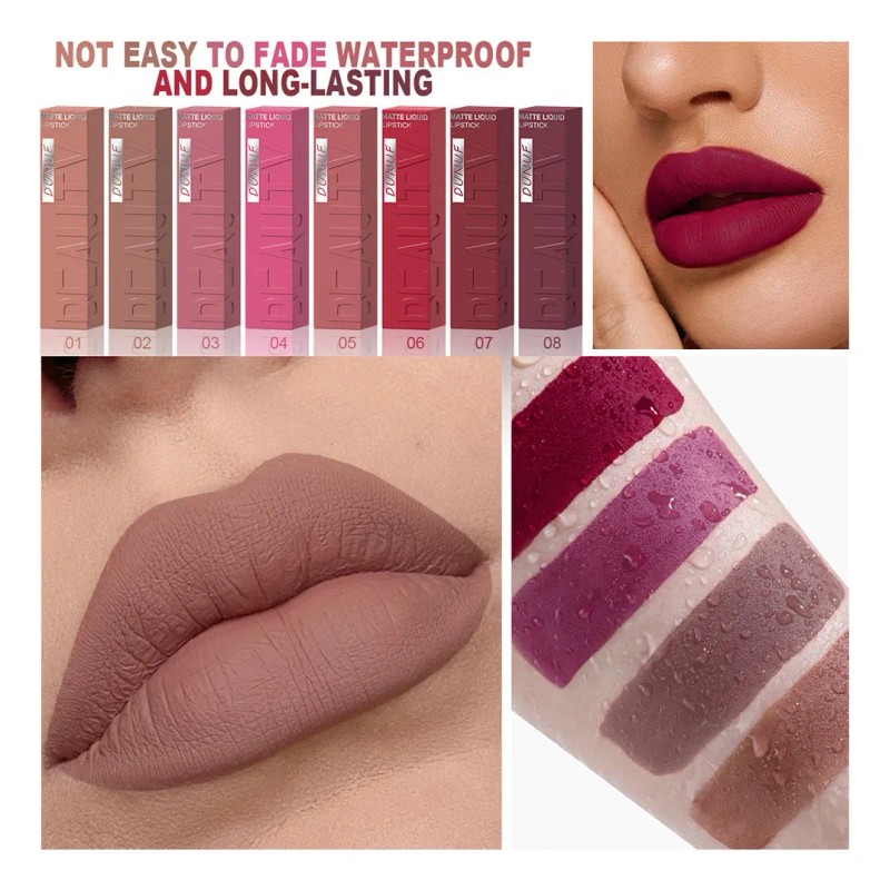 Set Labiales Líquidos Mate Dunuf Beauty Rojo