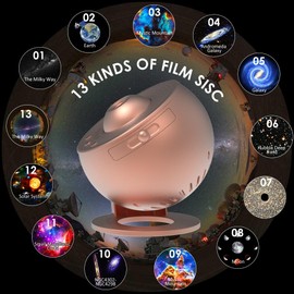 Star Projector Elec3 Ultra Clear Galaxy Night Light with 4K Replaceable 12 Galaxy Discs 360 Degree Rotation Real Sky Light Birthday Valentines Gift Decoration Night Light - Rose Gold