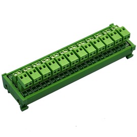 Electronics-Salon DIN Rail Mount Pluggable 12x2 Position 10A / 300V Screw Terminal Block Distribution Module. (Top Wire Connects)