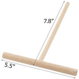 Beechwood Crepe & Pancake Batter Spreader - Wooden T-Shape Scraper Stick for Griddle - Kitchen Tools & Essentials for Flat Tortilla Shells, Roti, Galettes - Round Food Pastry Tool - 5.5 Inches（2 pics）