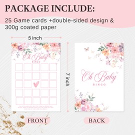 YUISLE Baby in Bloom Bingo Game for Girl Boy, Wild Floral Flowers Theme Baby Shower Games, 5x7 in & 25 Pcs Game Cards for Party Favor Decorations-B03