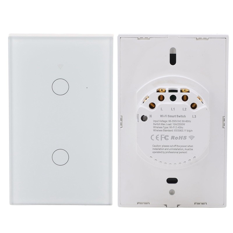 Interruptor inteligente inalámbrico WIFI, panel de cristal de 2 vías,