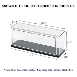 Yesesion Clear Display Cases for Figures, Plastic Stackable Showcase for 3.5 inches Tall Collectibles, Dust-Proof Storage Box with Lid for Model Car Stand, Small Doll, Mini Toy, 3 Pack