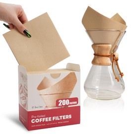 Brew Choice 200ct Pre-folded Unbleached Cone Coffee Filters, Upgraded 30% Natural Thicker Paper for Pure Taste, Compatible with Pour-Over Coffee Makers