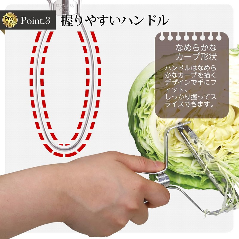 Shimomura Industry PG-643 Professional Grade Sharp Cabbage Peeler, Dishwasher Safe
