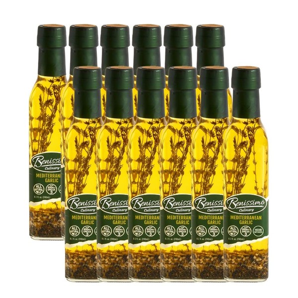 Benissimo Mediterranean Garlic Infused Oil, 8.1 Fl Oz (12 Pack)
