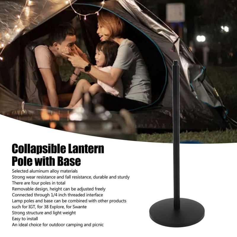 Detachable Lantern Stand with Base Multifunctional Aluminum Alloy Outdoor Camping