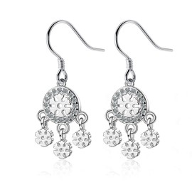 SLUYNZ 925 Sterling Silver Snowflake Dangle Earrings for Women Fish Hook Dangle Earrings Drop(A-Silver)