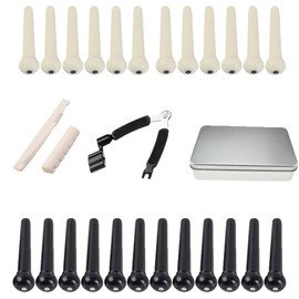 BDHI 24 pcs Acoustic Guitar Bridge Pins Pegs 1pc Bridge Pin Puller Remover 1pc Guitar Saddle Guitar Nut Replacement for Acoustic Guitar(Y103-24)