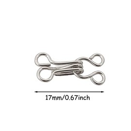 Set de 100 cierres de gancho y ojal de metal plateados de Honbay de 17mm para brasier y ropa