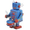 Clockwork Drumming Robot Toy Tinplate Retro Hand Made Drum Wind