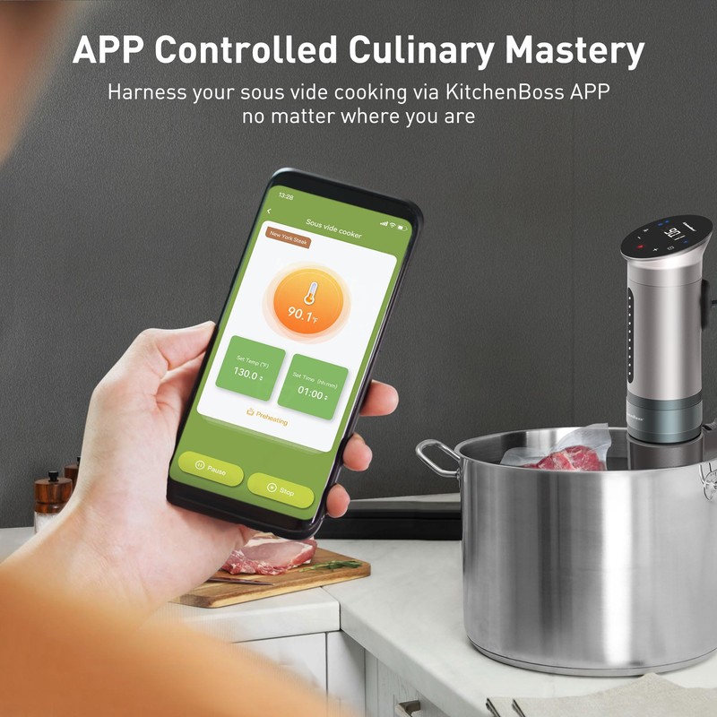 KitchenBoss Wifi Sous Vide Cooker: Ultra-quiet Sous Vide Machine Immersion