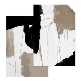 HUGANE Abstract Boho Black White and Beige Kitchen Towels, Minimalist Boho Neutral Hand Towels for Bathroom Gym Spa, Mid Century Modern Contemporary Dish Tea Towels for Kitchen, 16x24 Inch Set of 2