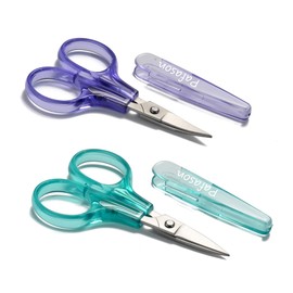 PAFASON Sharpest & Precise Stainless Steel Curved Straight Thread Yarn Fabric Cutting Mini Scissors with Protective Cover - Ideal for Embroidery Quilting Sewing Knitting Crafting Cross Stitch Crochet