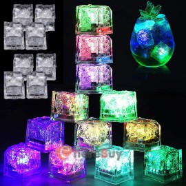 MAYLIA 12 Waterproof Light Up Led Ice Cubes for Party Drinks Glowing Flashing Ice Cube