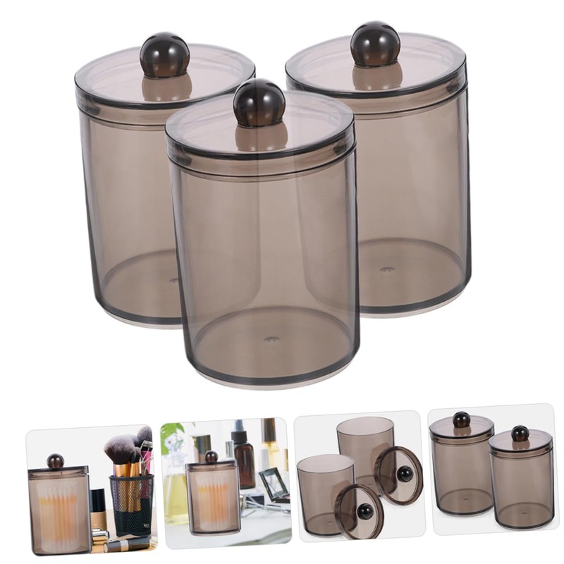 CAXUSD Cotton Swab Containers Lid 3pc Cotton Pad Dispenser Compact