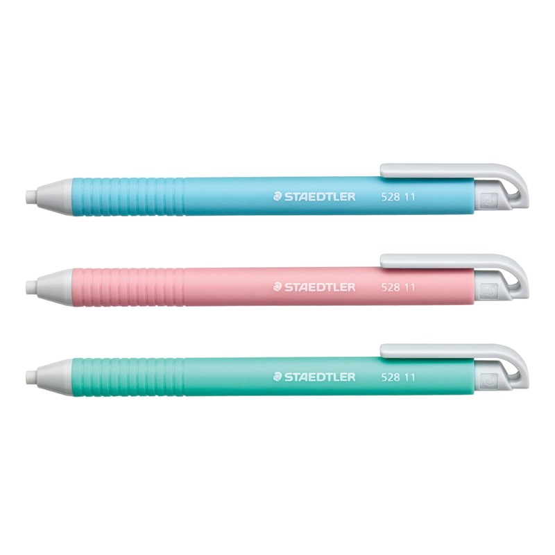 STAEDTLER Vinyl Eraser Holder (3-Pack): Retractable Erasers for Pencils, Soft