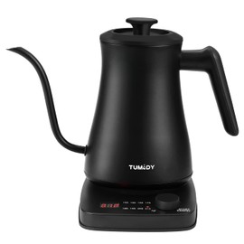 TUMIDY Gooseneck Electric Kettle Temperature Control 1L 8 Variable Presets Pour over Coffee Kettle, 1500W Rapid Heating, Stainless Steel Inner, Auto Shutoff Anti-dry Protection Matte Black