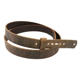 Stonestreet Leather Brown Belt Strap, Buffalo Leather Belt Replacement 50-60 Length, 8-10 oz Thick Crazy Horse Buffalo Leather Belt Blank, Pre-Punched Holes and Turn Back Just Add Hardware (1")