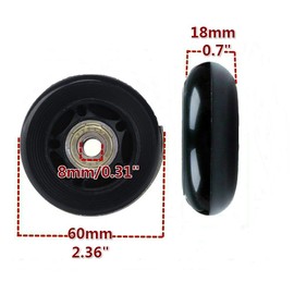 ORO 1 Pair Luggage Wheels Replacement 60mm Case Wheels with 8mm Bearings for Suitcase and Inline Outdoor Skate and Caster Board (60 * 18)
