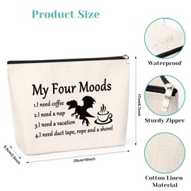 Dragon Lover Gift Funny Dragons Makeup Bag Coffee Lover Gift Dragon Christmas Birthday Present for Women Friend Colleague Coffee Themed Zipper Pouch My Four Mood Travel Cosmetic Bag