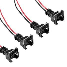 NYTKL 4 PCS Fuel Injector Connector, EV1 OBD1 Typre Plug Wire Harness Pigtail Wiring Loom, Plug-in Adapter Fuel Injector Socket with 18 AWG Extended Wires, Car Accessories