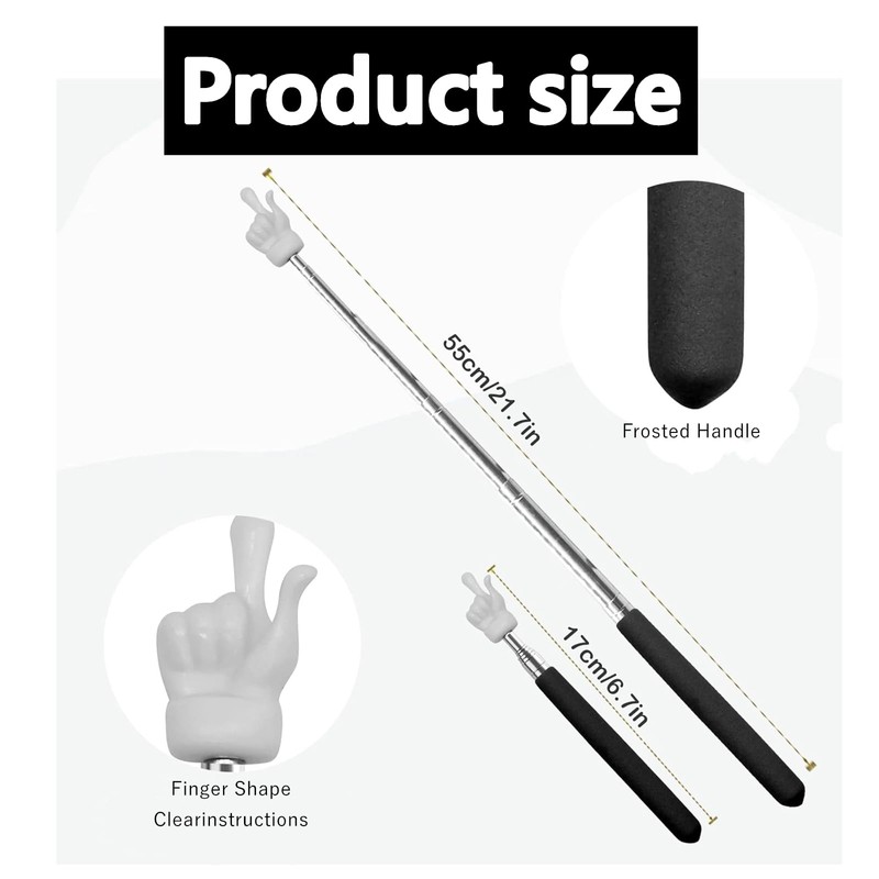 Retractable Teacher Pointer for Mini Classroom Indicator, Hand-held Demonstrator whiteboard