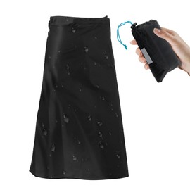 Ultralight Thin Rain Skirt Waterproof Lightweight 15D Nylon Kilt Rain Pants Hiking Multifunctional Half Poncho Breathable Rain Kilt for Cycling Riding Camping Hiking, black