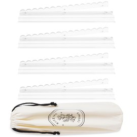 4-Pack Clear Scalloped All-in-One Acrylic Mahjong Racks with Magnetic Pushers & Carrying Bag, Signature Polished Design for Elegant Play, 18.5" Long Luxury Combo Set