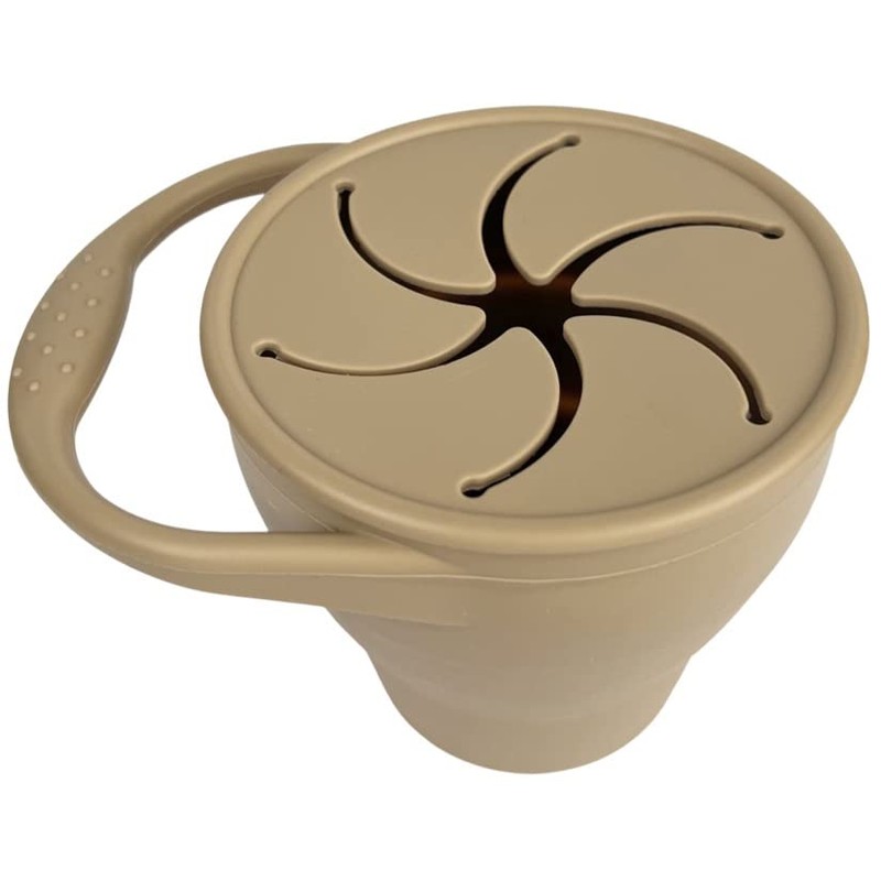 BraveJustice KidsCo. Recipiente plegable de silicona para aperitivos, tapa para