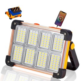 Asaeh 120W Solar LED Work Light – 144 LEDs, 10000LM Rechargeable Floodlight with Stand, IP66 Waterproof, 4 Modes – for Work, Camping, Car Repair