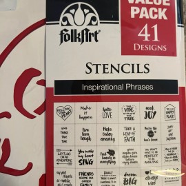 FolkArt 12x12 Stencil Set 41 Designs Inspirational Phrases DIY Crafts Home