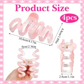 4 PCS 4Inch Large Claw Clips for Women Cute and Stylish Large Hair Clips Acrylic Hair Accessories for Thick Hair and Long Hair Jaw Clips for Girls Gift