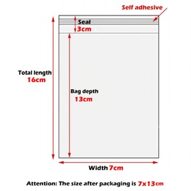 Zydiwo Pack of 300 Transparent Cellophane Bags Sticker Bag Small Plastic Bag OPP for Confetti Jewellery Gift Doll (7 x 16 cm)