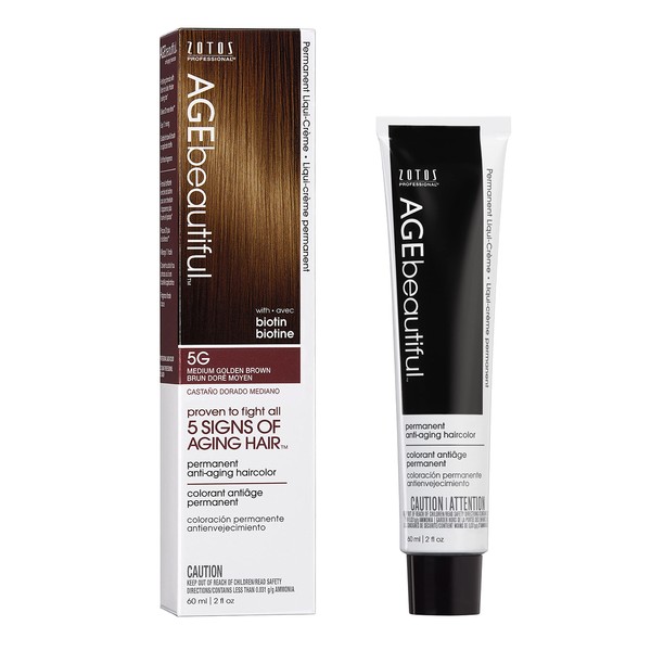 AGEbeautiful Permanent Liqui Creme Hair Color Dye | 100% Gray Coverage | Anti-Aging | Professional Salon Coloring | 5G Medium Golden Brown