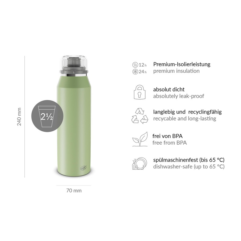 alfi Endless ISO Bottle 500 ml, Celadon Green, Insulated Drinking