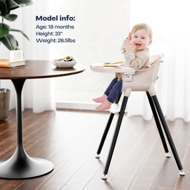 Fodoss Convertible Wooden High Charis for Babies and Toddlers, Easy Clean Baby Chair for Eating, 3 in 1 Infant Highchair with Footrest, Silla De Comer para Bebe