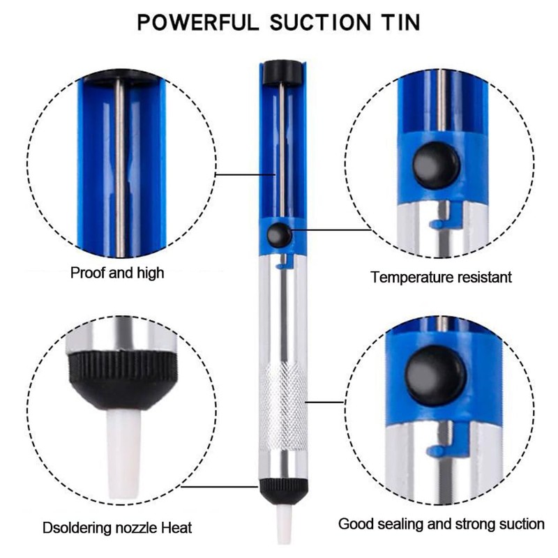 2 Pack Desoldering Pump, Blue Solder Sucker Tool, Desoldering Vacuum