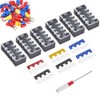 73Pcs(6Sets) Terminal Block Set, 6Pcs 4 Positions 600V 25A Dual